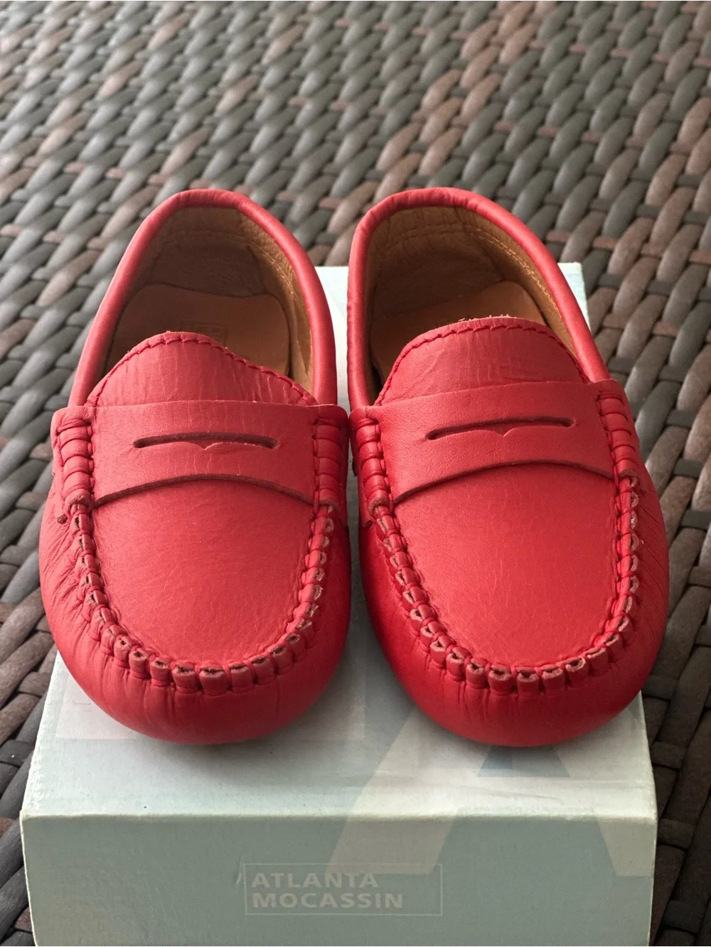 Kids' Red Leather Moccasin Loafers